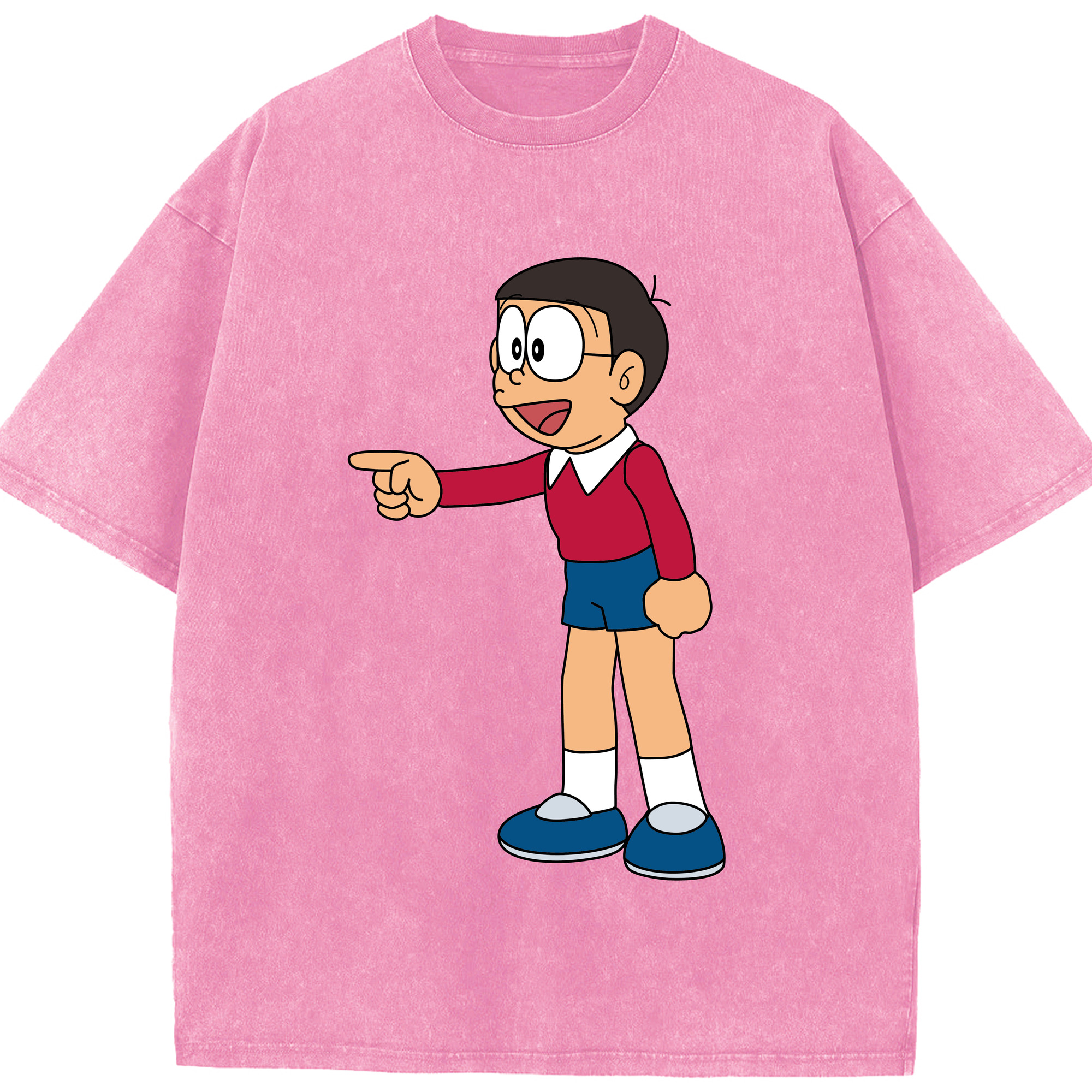 （画像用） ドラえもん 野比 のび太 Doraemon Nobita Nobi 綿100% ヴィンテージ風 半袖Tシャツ（フロントプリント）
